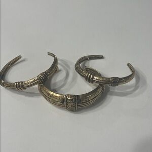 Zara Aged Gold Set of Three Rigid Metal Bracelets